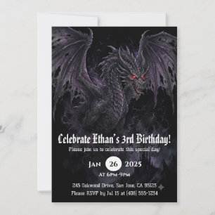 Dragon Watercolor Birthday Invitation