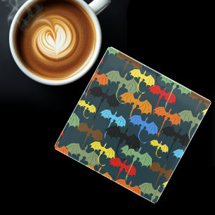 Dragon Wing Blue Flight Fantasy Glass Coaster
