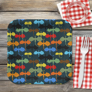 Dragon Wing Blue Flight Fantasy Paper Plate