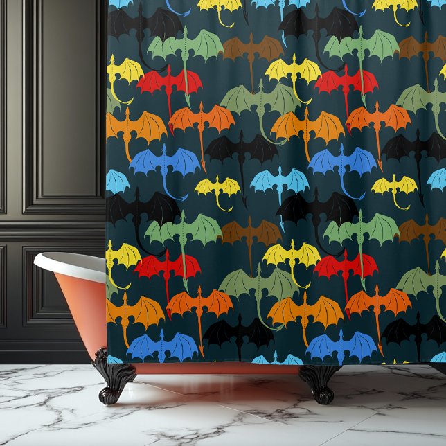  Dragon Wing Blue Flight Fantasy Shower Curtain (Creator Uploaded)