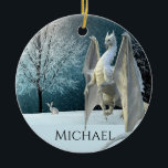 Dragon Winter Ice Crystals Snow Christmas Ceramic Tree Decoration<br><div class="desc">This design was created though digital art. It may be personalised by choosing the customise option. Contact me at colorflowcreations@gmail.com or use the chat option at the top of the page if you wish to have this design on another product. Purchase my original abstract acrylic painting for sale at www.etsy.com/shop/colorflowart....</div>