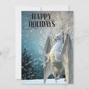Dragon Winter Scene Snow Happy Holidays Holiday Card