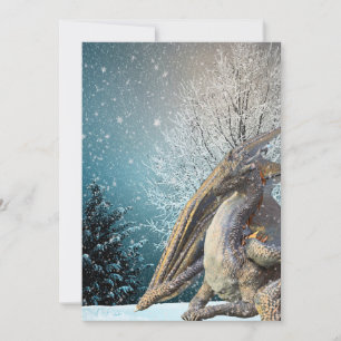 Dragon Winter Scene Snow Holiday Card