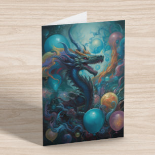 Dragon with Birthday Balloons Card