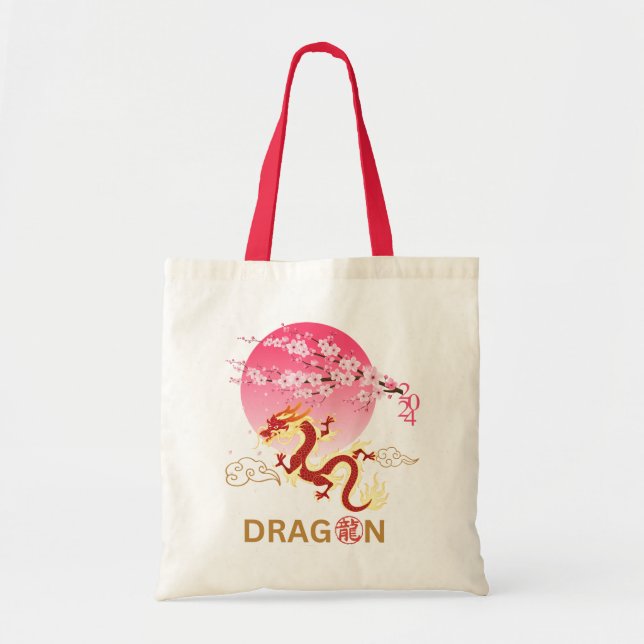 Dragon with Cherry Blossom Tote Bag (Front)