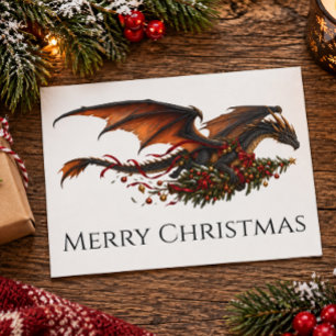 Dragon with Christmas Tree Postcard