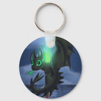 Dragon With Green Fire Key Ring