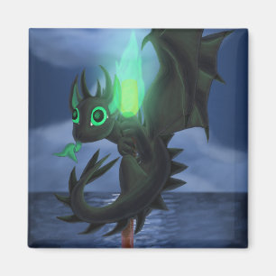 Dragon With Green Fire Magnet