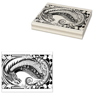 Dragon with ornaments rubber stamp