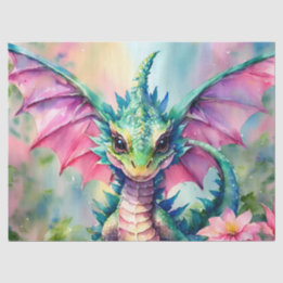 Dragon With Pink Wings Watercolor Tissue Paper