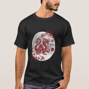Dragon with Sakura and Full Moon T-Shirt