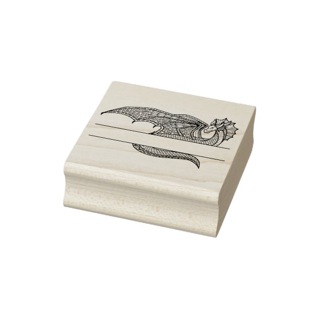 Dragon With Space For Name Rubber Stamp (Stamp)