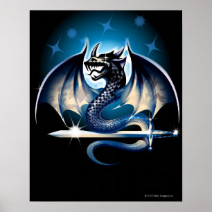Dragon with sword poster