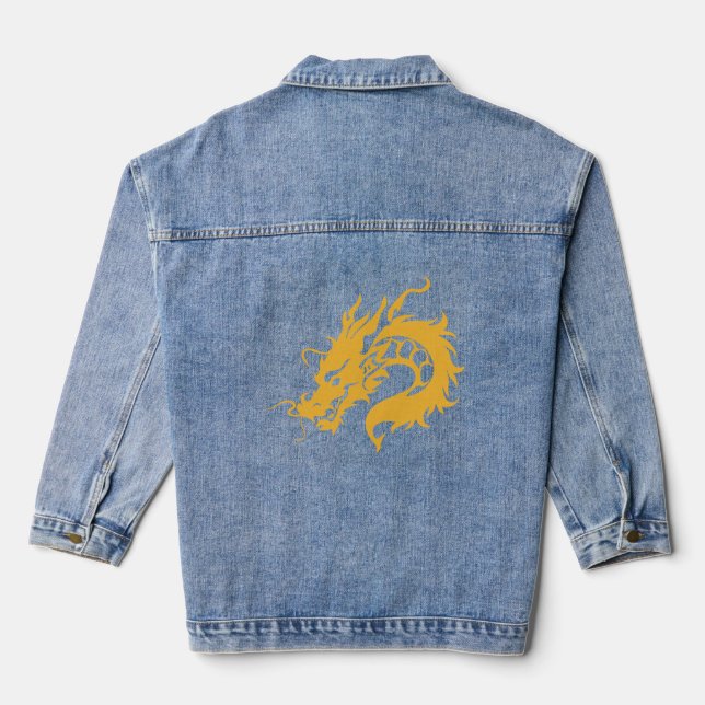 dragon with yellow colour denim jacket (Back)