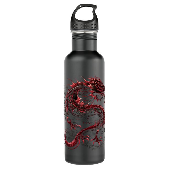 dragon-with-yellow-head-green-head 710 ml water bottle (Front)