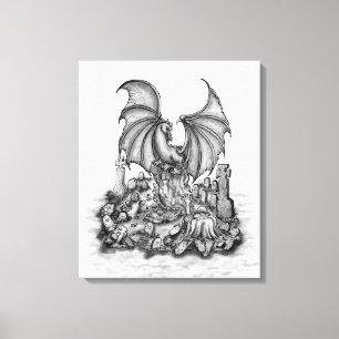 Dragon with Zombie Canvas Print