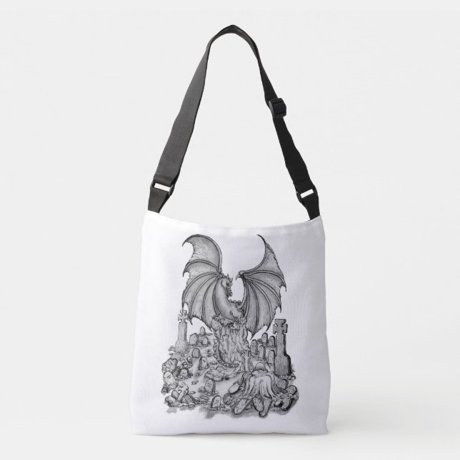 Dragon with Zombie Crossbody Bag (Front)