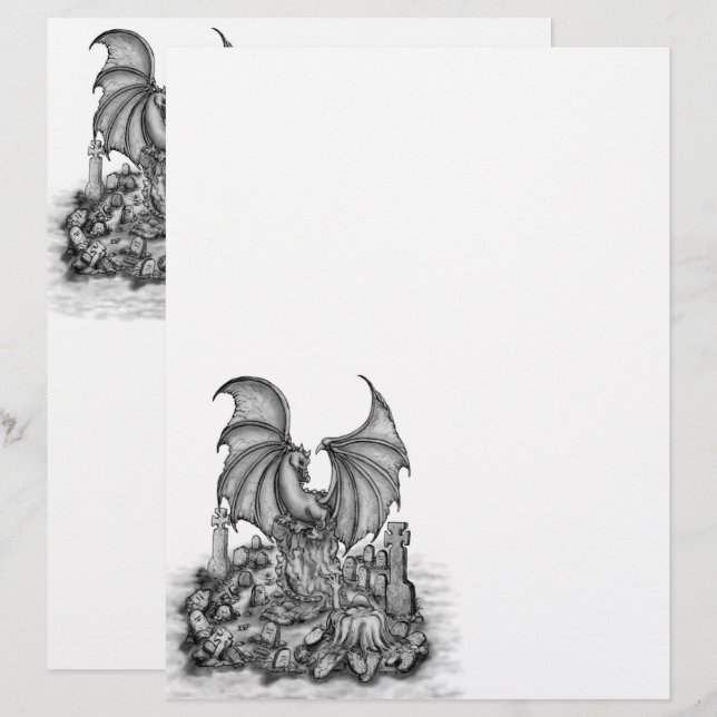 Dragon with Zombie Custom Letterhead (Front/Back)