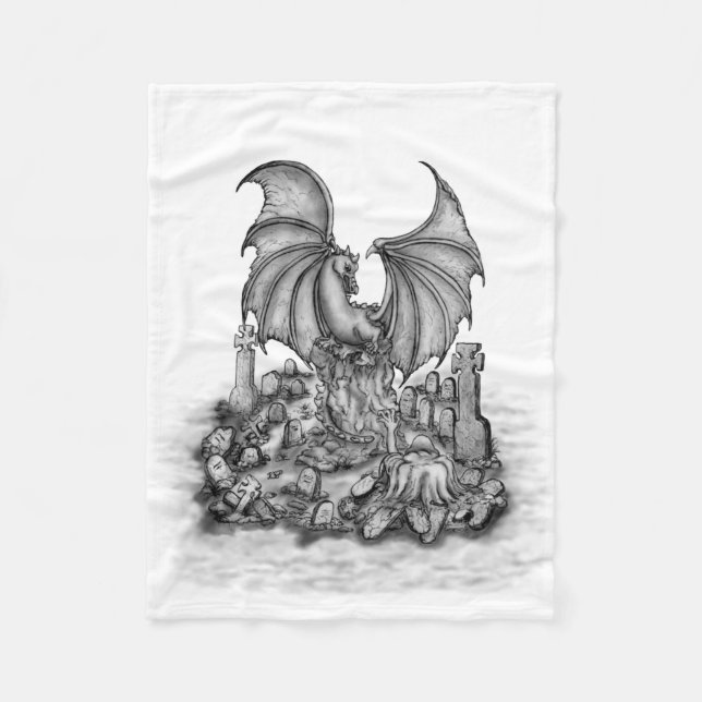 Dragon with Zombie Fleece Blanket (Front)
