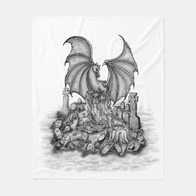 Dragon with Zombie Fleece Blanket (Front)