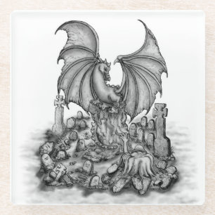 Dragon with Zombie Glass Coaster