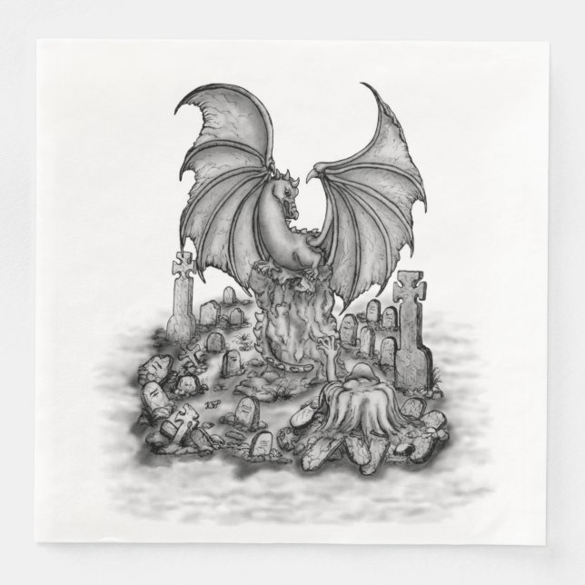 Dragon with Zombie Napkin (Front)