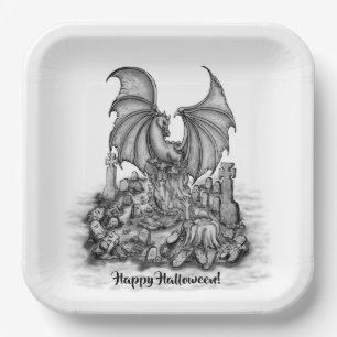 Dragon with Zombie Paper Plate