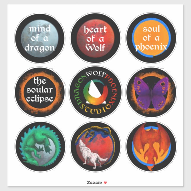 Dragon Wolf Phoenix Studio stickers (Sheet)