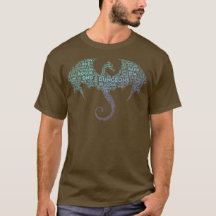 Dragon Word Art  Dungeon Crawler  RPG DM Gaming T-Shirt