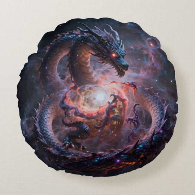 Dragon World – The Realm of Fire and Magic´1 Round Cushion (Front)