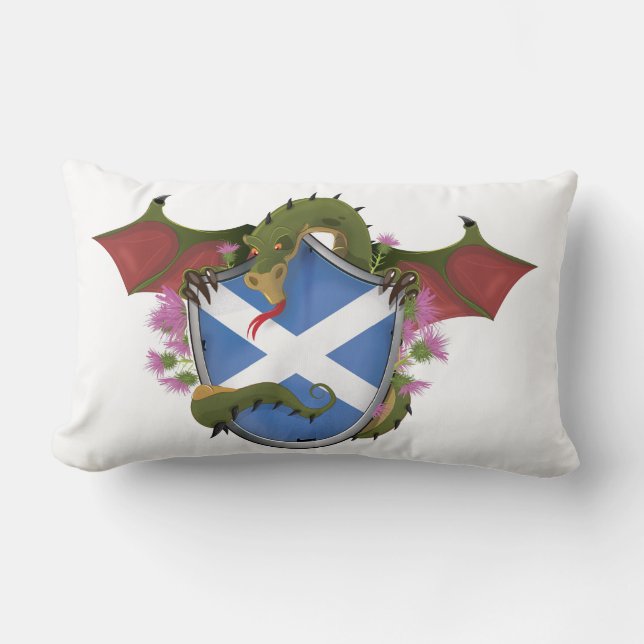 Dragon wrapped around Scottish Shield Lumbar Cushion (Front)