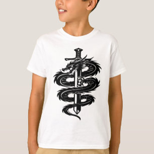 Dragon Wrapped Sword Tattoo Style T-Shirt