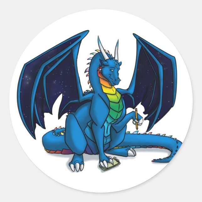 Dragon Writer Classic Round Sticker (Front)