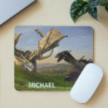 Dragon Wyvern Battle Fantasy Mouse Pad<br><div class="desc">This design may be personalised by choosing the customise further option to add text. Contact me at colorflowcreations@gmail.com if you with to have this design on another product. Purchase my original abstract acrylic painting for sale at www.etsy.com/shop/colorflowart. See more of my creations or follow me at www.facebook.com/colorflowcreations, www.instagram.com/colorflowcreations, www.twitter.com/colorflowart, and...</div>