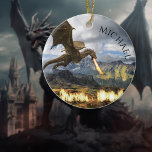 Dragon Wyvern Fire Breathing Fantasy Ceramic Tree Decoration<br><div class="desc">This design was created though digital art. It may be personalised by choosing the customise option. Contact me at colorflowcreations@gmail.com or use the chat option at the top of the page if you wish to have this design on another product. Purchase my original abstract acrylic painting for sale at www.etsy.com/shop/colorflowart....</div>