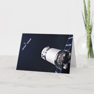 Dragon Xl Spacecraft Approaching A Lunar Gateway. Card