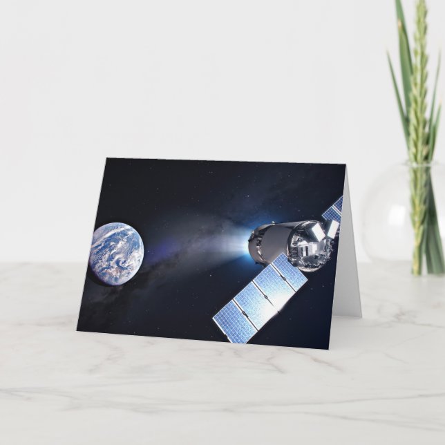 Dragon Xl Spacecraft With Planet Earth In Distance Card (Front)