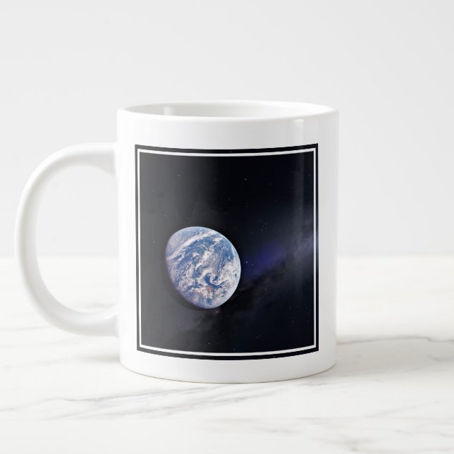 Dragon Xl Spacecraft With Planet Earth In Distance Large Coffee Mug (Left)