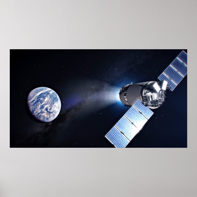 Dragon Xl Spacecraft With Planet Earth In Distance Poster (Front)