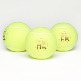 Dragon Year Gold Chinese Ideogram embossed effect  Tennis Balls