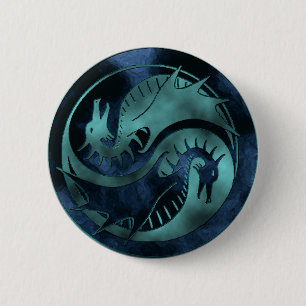 Dragon Yin Yang 6 Cm Round Badge