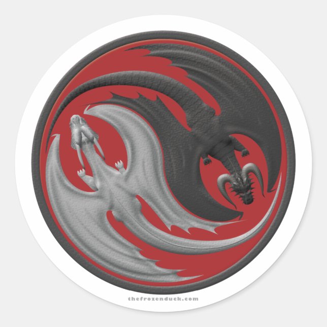 Dragon Yin-Yang Classic Round Sticker (Front)