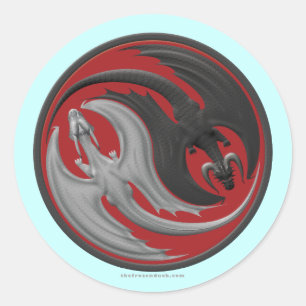 Dragon Yin-Yang Classic Round Sticker