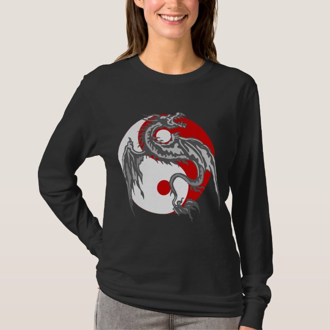 Dragon Yin Yang Dark T-Shirt (Front)