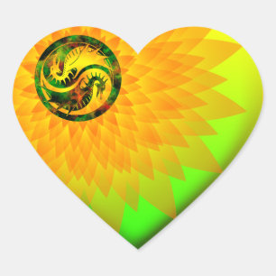Dragon Yin Yang Heart Sticker
