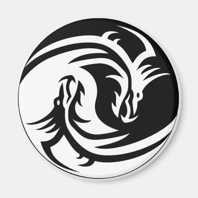 Dragon YinYang 2¼ Inch Round Magnet (Front)