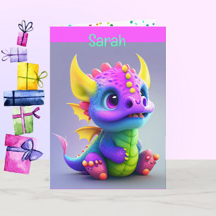 Dragon Young Child Birthday add Name & Signature Card