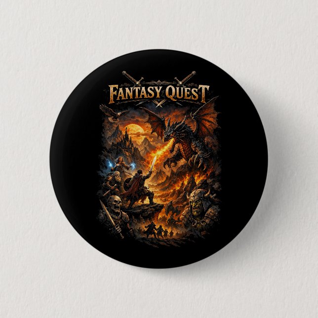 Dragonfire Quest 6 Cm Round Badge (Front)