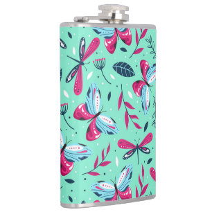 Dragonflies and Butterflies Hip Flask