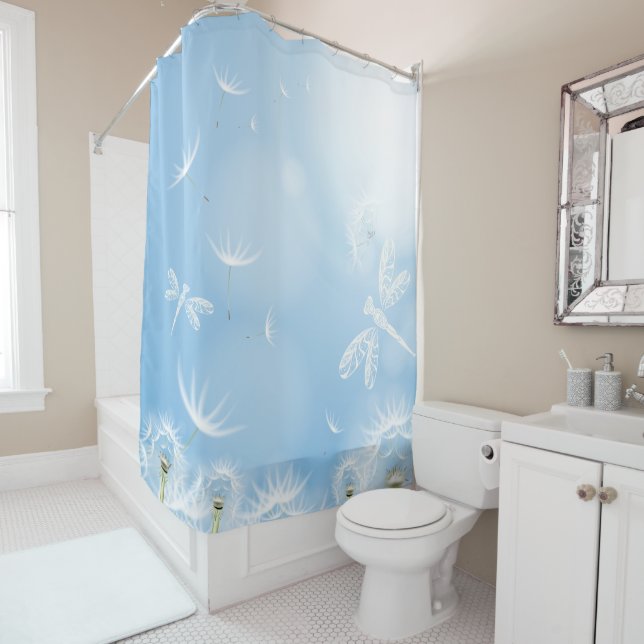 Dragonflies and Dandelions Shower Curtain (In Situ)